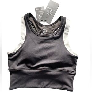 MOVE THEOLOGY black white color block sports yoga bra size XS NWT